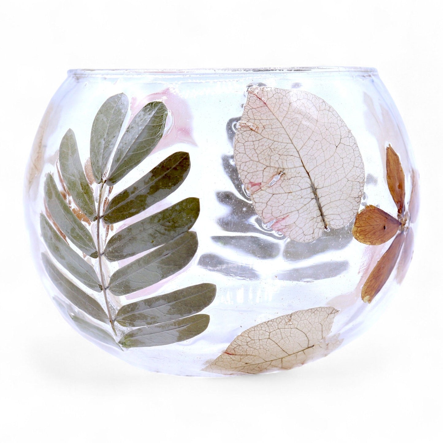 Photophore Floral Naturel Rosa – Verre & Fleurs Séchées
