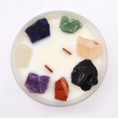 Bougie 7 Chakras en Verre – Pierres Naturelles & Parfum Moon Beams