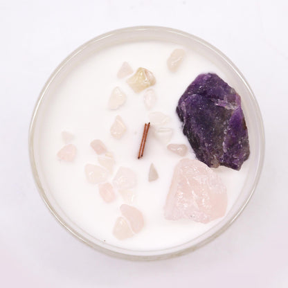 Bougie Chakra du Troisième Œil en Verre – Améthyste & Parfum Sweet Crystal Truth
