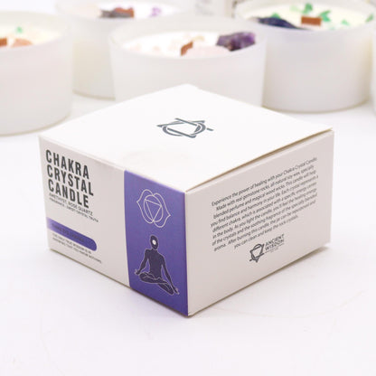 Bougie Chakra du Troisième Œil en Verre – Améthyste & Parfum Sweet Crystal Truth