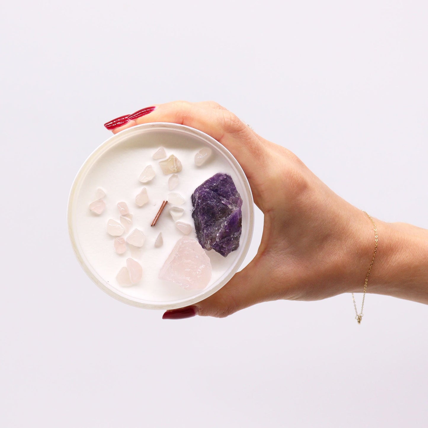 Bougie Chakra du Troisième Œil en Verre – Améthyste & Parfum Sweet Crystal Truth