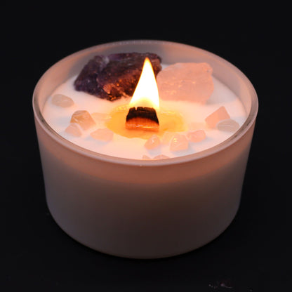 Bougie Chakra du Troisième Œil en Verre – Améthyste & Parfum Sweet Crystal Truth