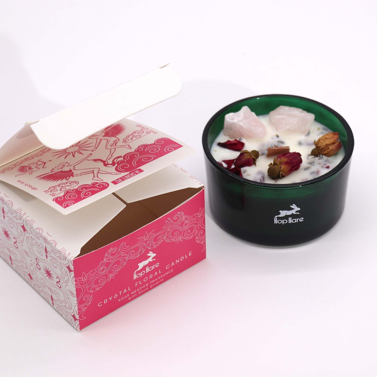 Bougie de Cristal Hop Hare – The Lovers | Quartz Rose