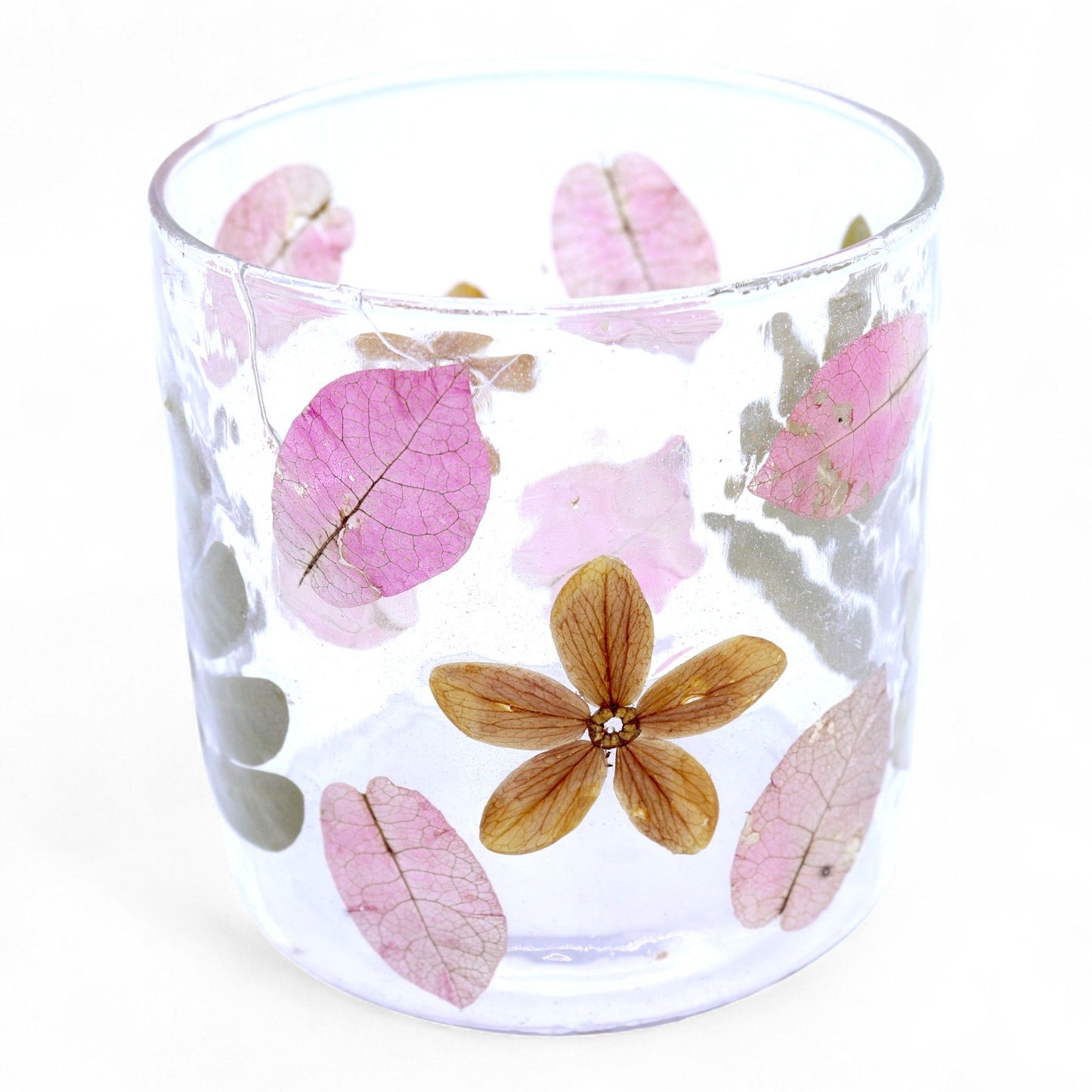 Photophore Floral Naturel Primavera – Verre Recyclé & Fleurs Séchées
