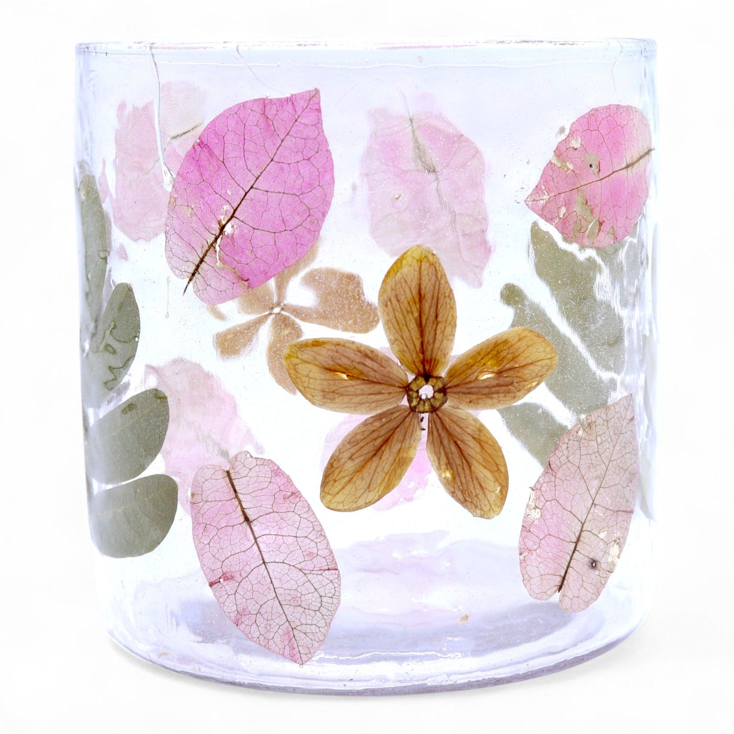Photophore Floral Naturel Primavera – Verre Recyclé & Fleurs Séchées