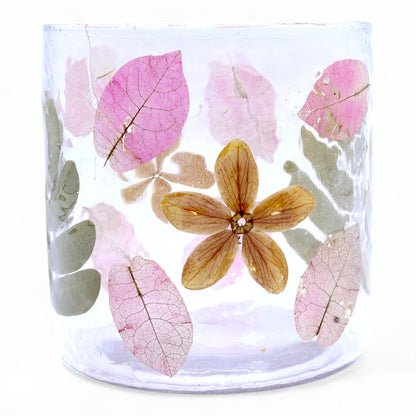 Photophore Floral Naturel Primavera – Verre Recyclé & Fleurs Séchées