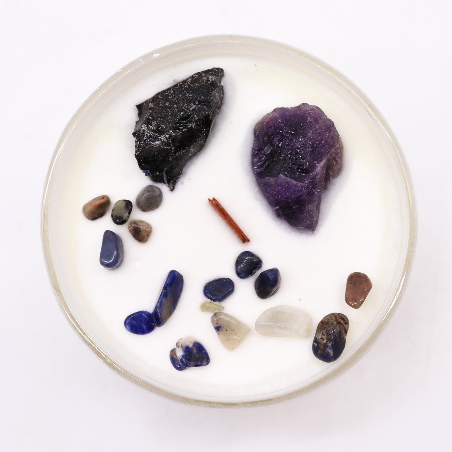 Bougie Chakra du Plexus Solaire en Verre – Améthyste & Parfum Deep in the Forest