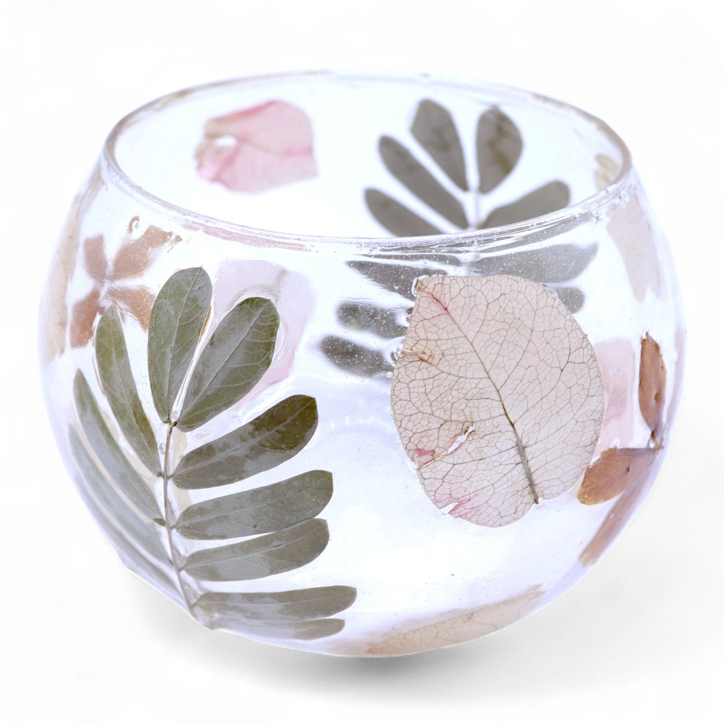 Photophore Floral Naturel Rosa – Verre & Fleurs Séchées