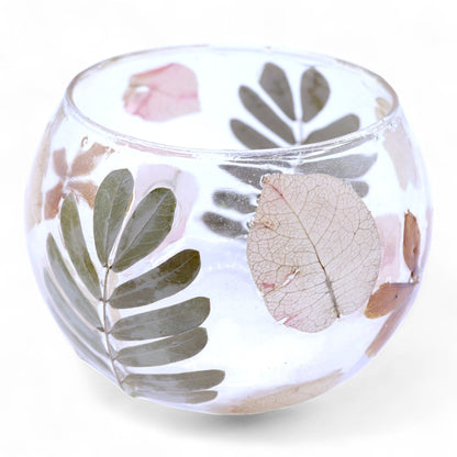 Photophore Floral Naturel Rosa – Verre & Fleurs Séchées