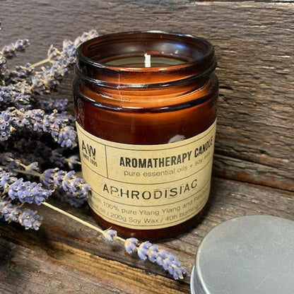 Bougie d’Aromathérapie Aphrodisiaque – Cire de Soja Naturelle & Huiles Essentielles